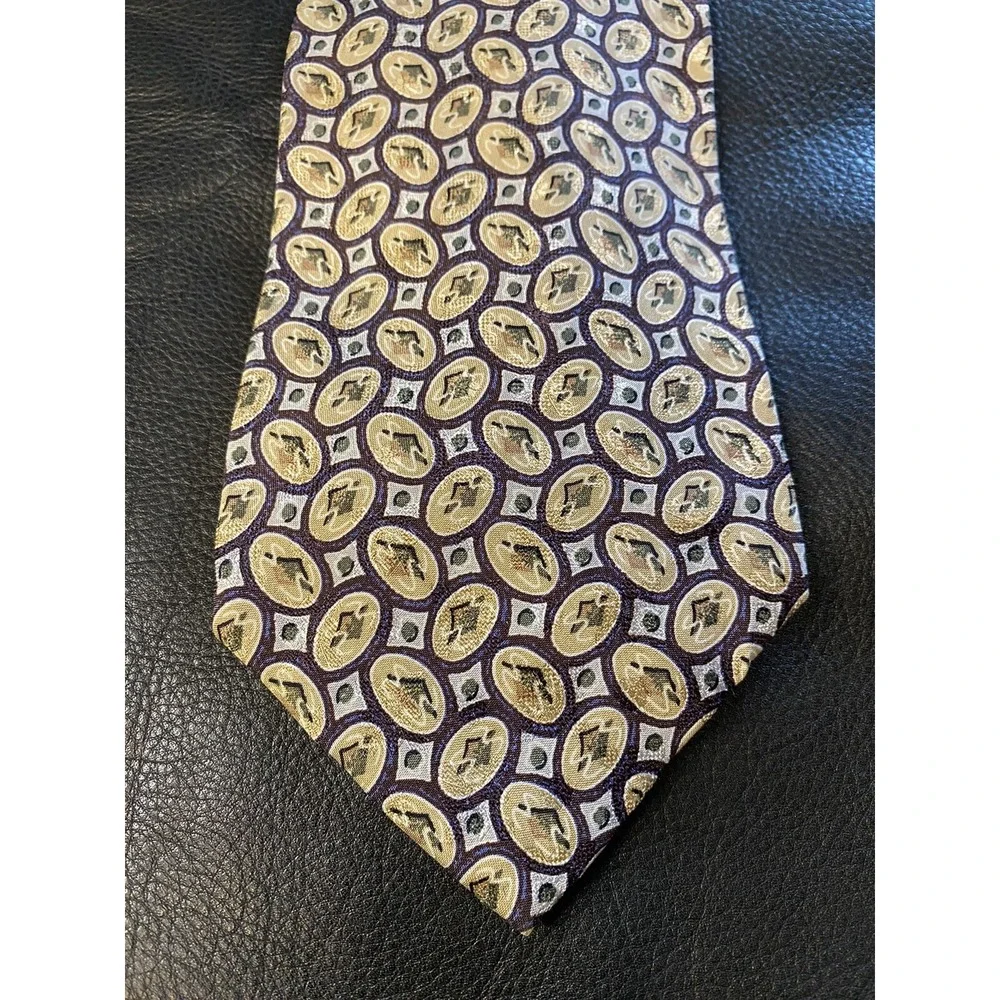 Calvin Klein,100% Silk,Men's Neck Tie,USA Made Multicolor Oval Geometric